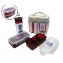 Microwavable Airtight Bento Lunch Box Set Lovely Red with Bottle