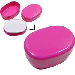Microwavable Oval 2 Tier Bento Box Lunch Box Pink