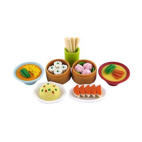 Cute Japanese Eraser Set Collectible Chinese Food 7 pcs 
