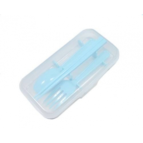 Japanese Bento Accessories Fork Spoon Chopsticks Case 4 in 1 Blue