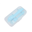 Japanese Bento Accessories Fork Spoon Chopsticks Case 4 in 1 Blue