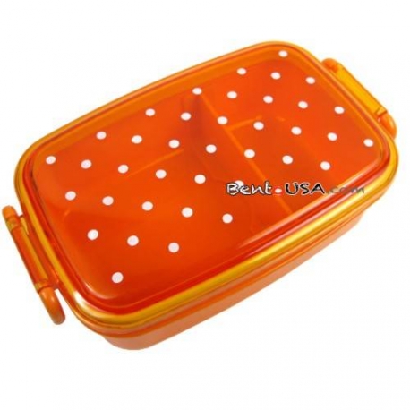 Japanese Microwavable 1 Tier Bento Box Lunch Box Polka Dot Orange 