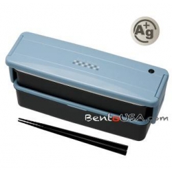Japanese Ag+ Bento Lunch Box Set 2 Compartment Blue