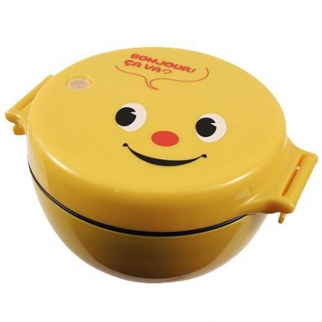 Round Lacquer Kids Bento Box 2 tier Deluxe Yellow