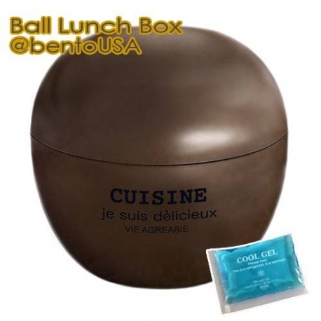 Round Lacquer Bento Box 2 tier with Cold Gel Pack Cute Ball