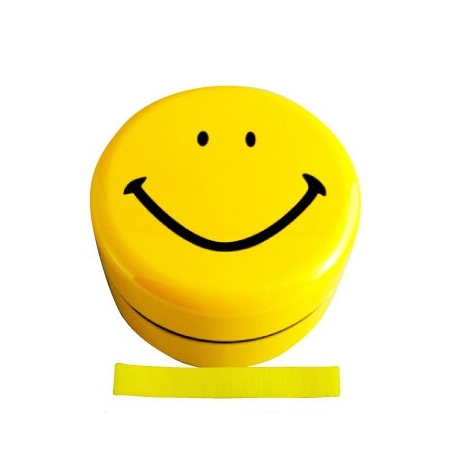 Microwavable Kids Bento Box Smiley Lunch Box with Strap Yellow