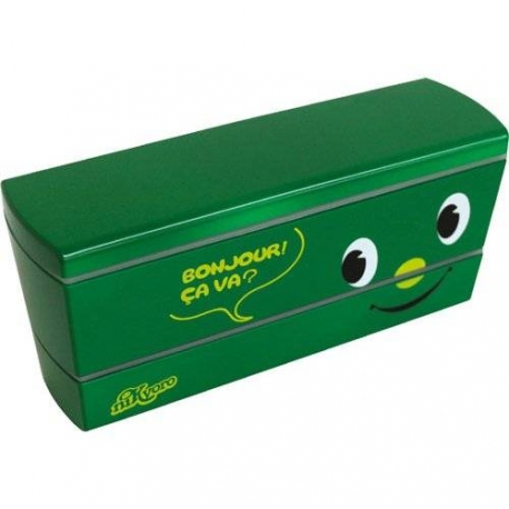 Japanese Microwave Safe 2-tier Slim Bento Box with Chopsticks Bonjour Green