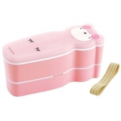 Japanese Slim 2 tier Bento Box Sheep Set Pink
