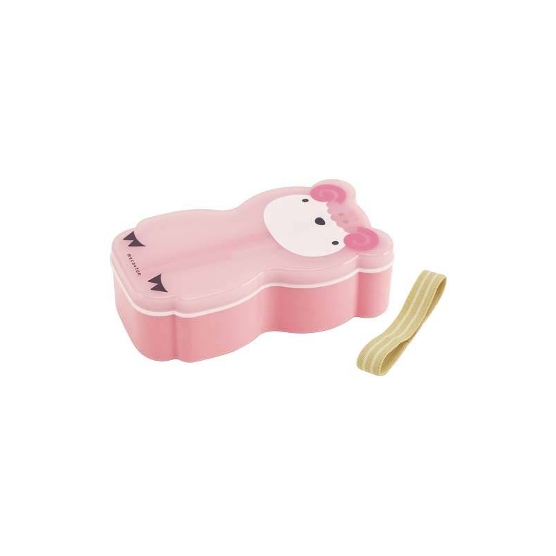 Japanese 2-tier Bento Lunch Box Set with Strap Pink Pig for Pig th