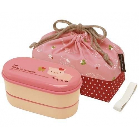 Japanese Bento Lunch Box Set Pink Pig