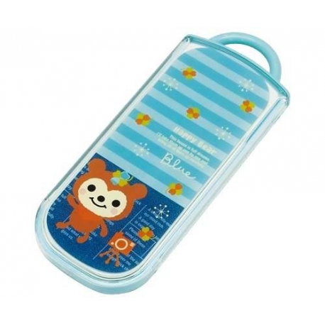 Japanese Bento Fork Spoon Chopsticks and Case 4 in 1 Lucky Bear