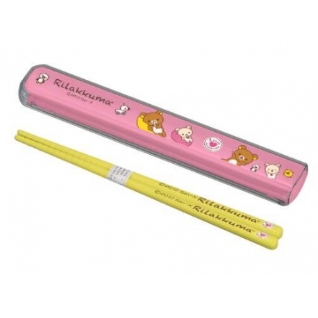 Rilakkuma Chopstick and Case Pink And Yellow