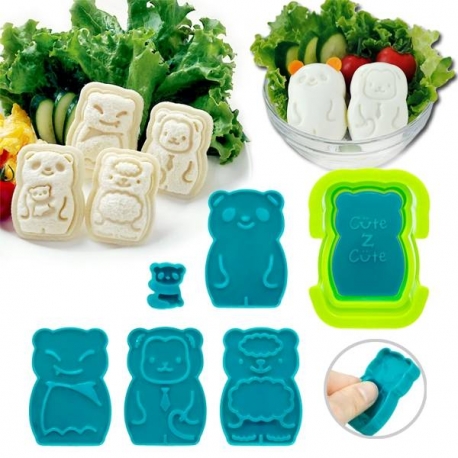 CuteZcute Mini Pocket Sandwich Maker and Egg Mold Kit - Animal Palz