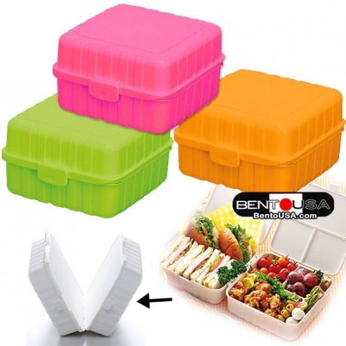 4 Sections Flat Food Bento Lunch Box with Bag Small 550ml Lucky Rab