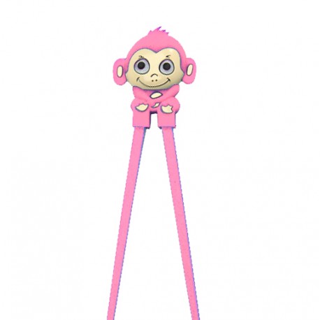 Japanese Assisted Training Chopsticks Silicone Monkey Pink