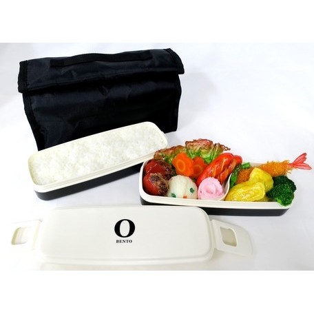 2-tier Men Bento Lunch Box Set With Chopsticks and Removable