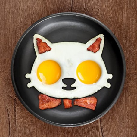Cat Egg Mold Silicone Fried Eggs Shaper Funny Kitty Bacon Ring Molds For Cooking 